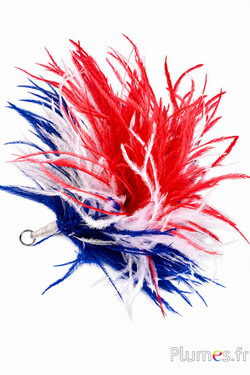 Pennacchio struzzo con anello - alt. 18 cm - blu-bianco-rosso